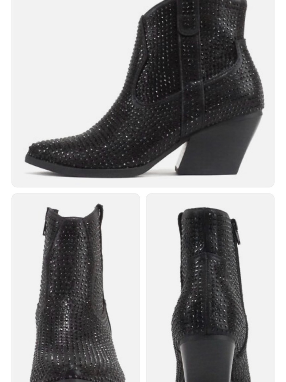 Soda Black Studded Western Ankle Booties
